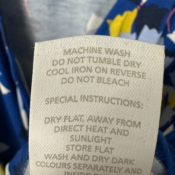 Boden Top Womens 14 Blue Floral Long Sleeve Faux Wrap Jersey Preppy Career - Picture 8 of 12